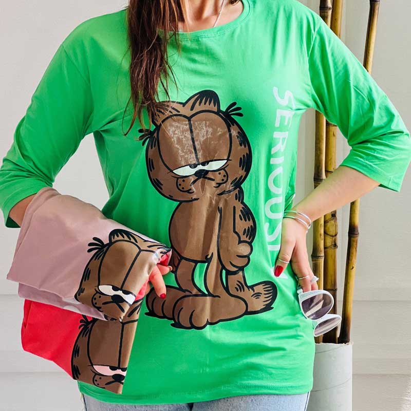 تیشرت چاپ زول گربه (پک 6 عددی)