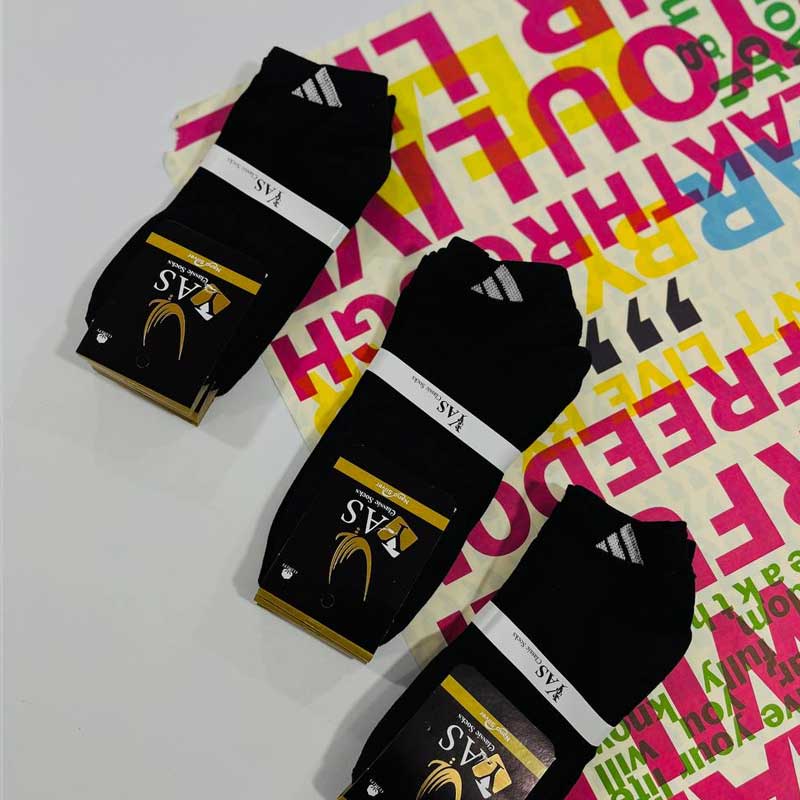 جوراب اسپرت نیم ساق مشکی (پک 12 عددی)