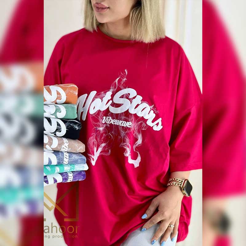 تیشرت لانگ چاپ پفکی ( پک 7 عددی)