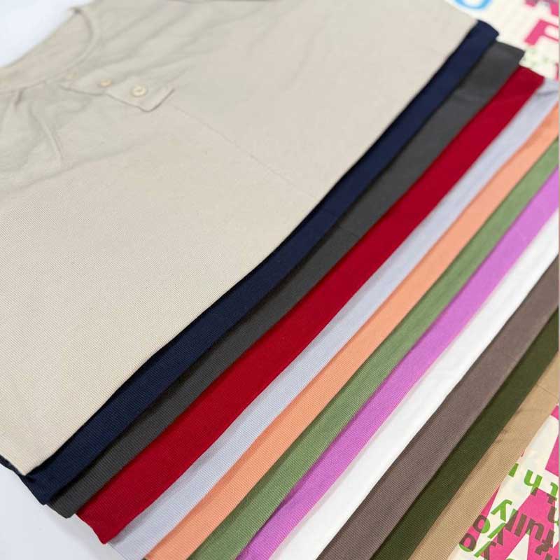 تیشرت جلو ۳دکمه قواره بزرگ (پک 6 عددی)