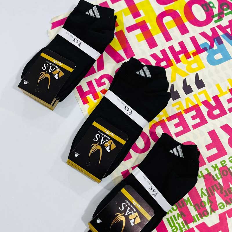 جوراب اسپرت نیم ساق مشکی (پک 12 عددی)