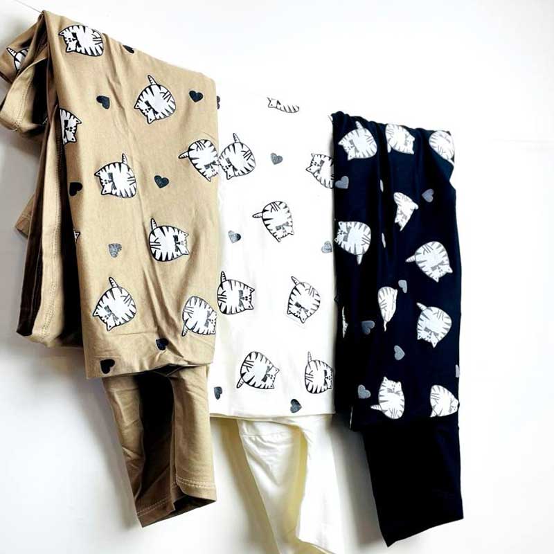 تیشرت چاپ پفکی گربه (پک 6 عددی)