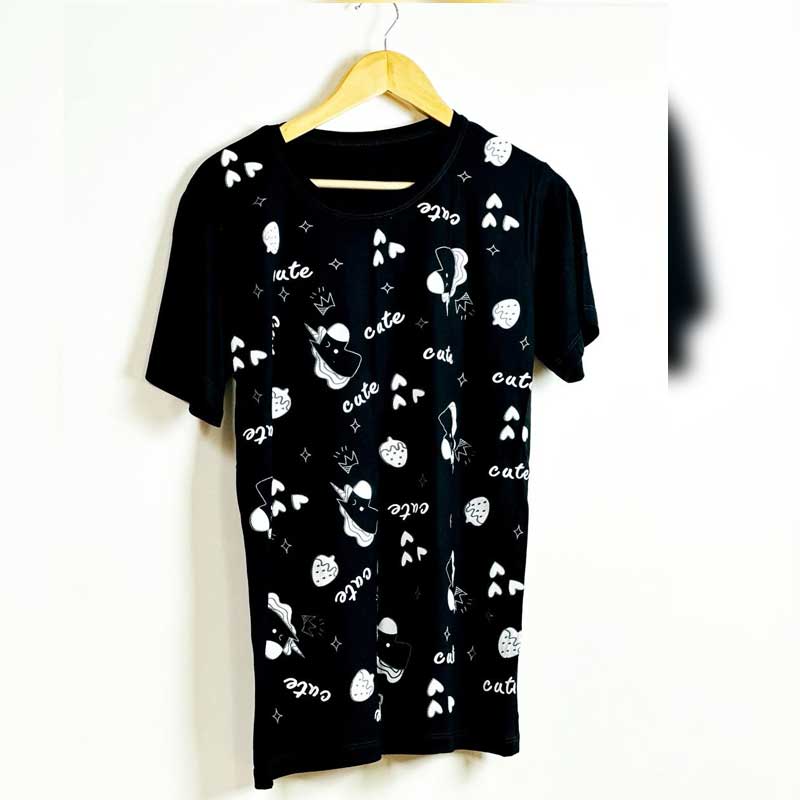 تیشرت چاپ پفکی اسب تک شاخ (پک 6 عددی)