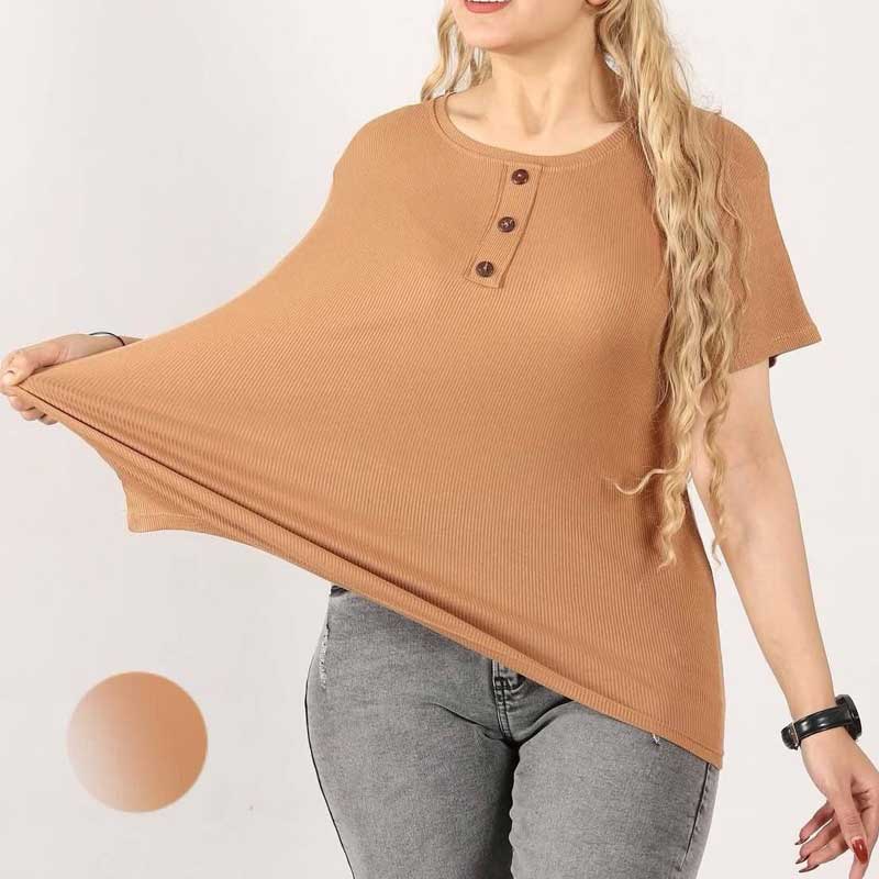 تیشرت جلو ۳دکمه قواره بزرگ (پک 6 عددی)