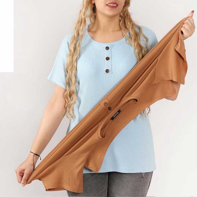 تیشرت جلو ۳دکمه قواره بزرگ (پک 6 عددی)