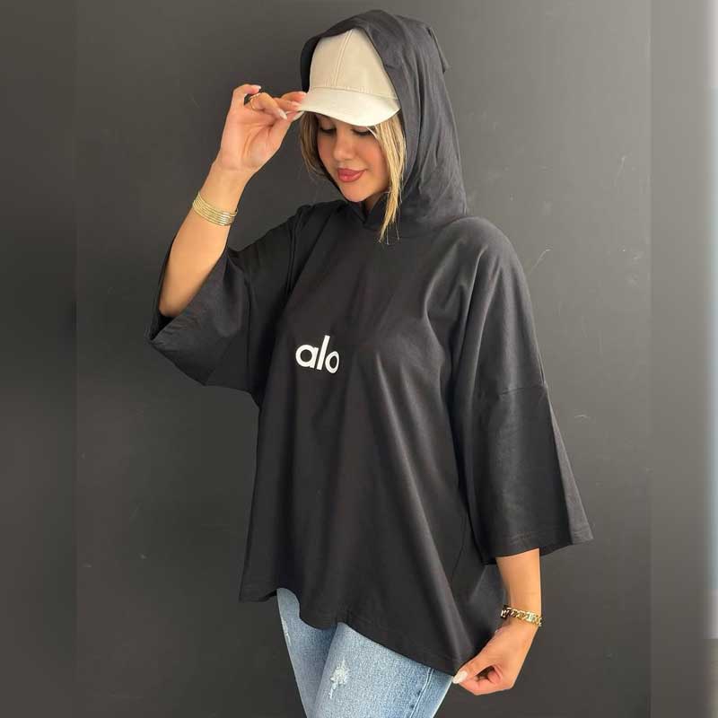 تیشرت باکسی کلاهدار alo (پک 6 عددی)