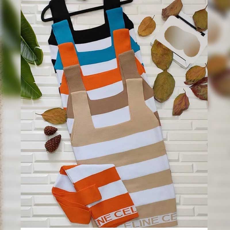 تاپ بافت راه راه سلین ( پک 6 عددی)