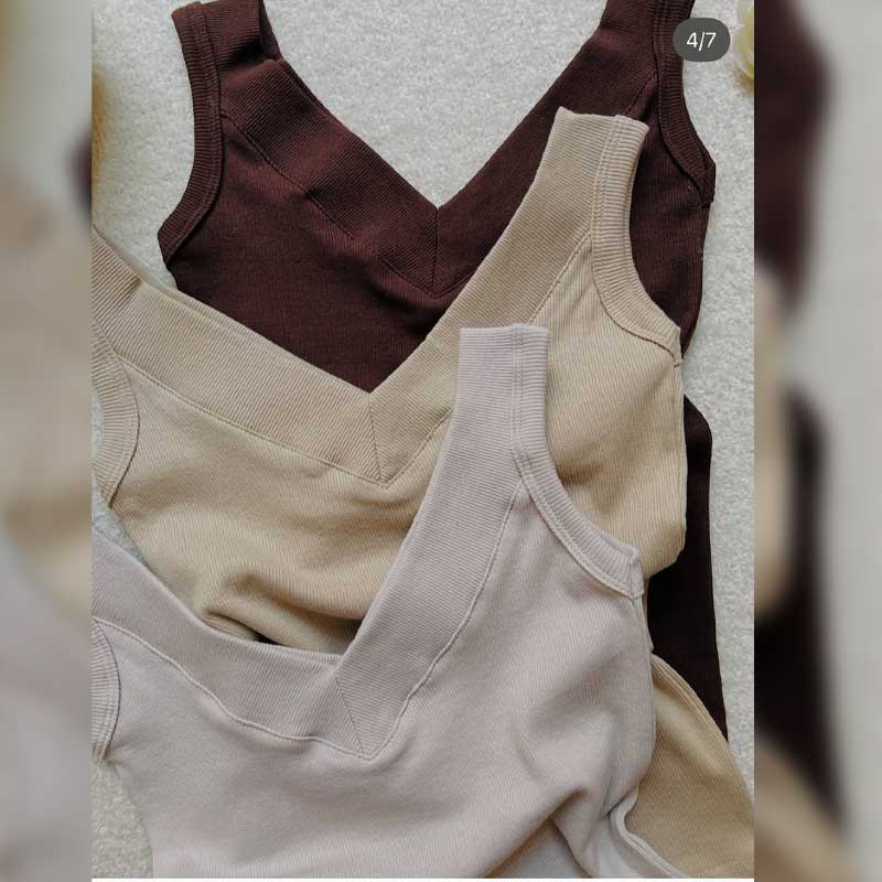 تاپ یقه خشتی نوار پهن (پک 6 عددی)