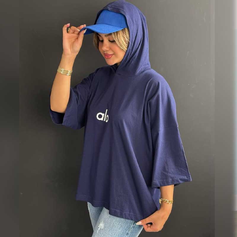 تیشرت باکسی کلاهدار alo (پک 6 عددی)