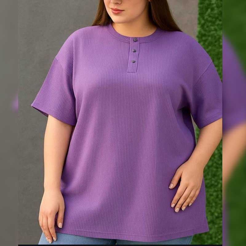 تیشرت جلو ۳دکمه قواره بزرگ (پک 6 عددی)