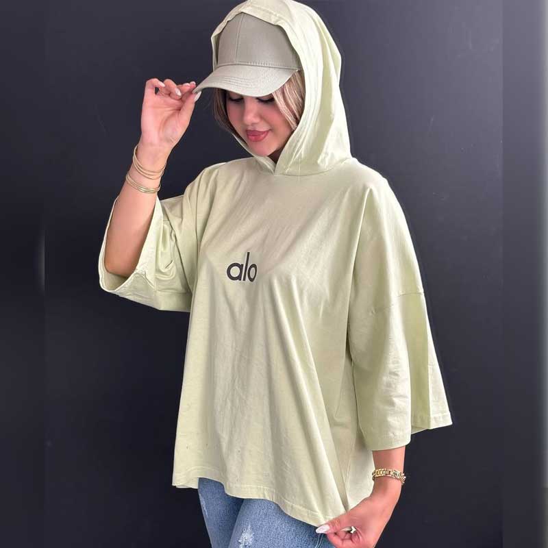 تیشرت باکسی کلاهدار alo (پک 6 عددی)