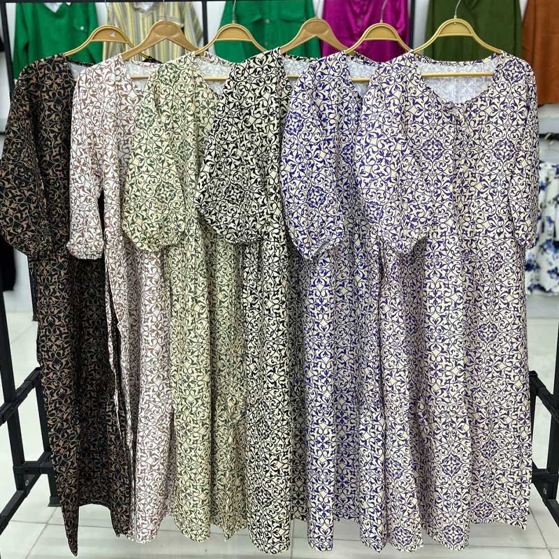 مانتو ساحلی کمربندار ترمه (پک 6 عددی)