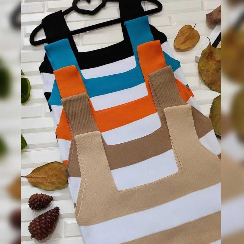 تاپ بافت راه راه سلین ( پک 6 عددی)