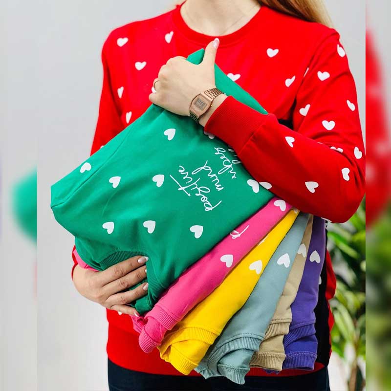 بلوز آستین بلند اسپان پنبه قلبی ( پک 7 عددی)