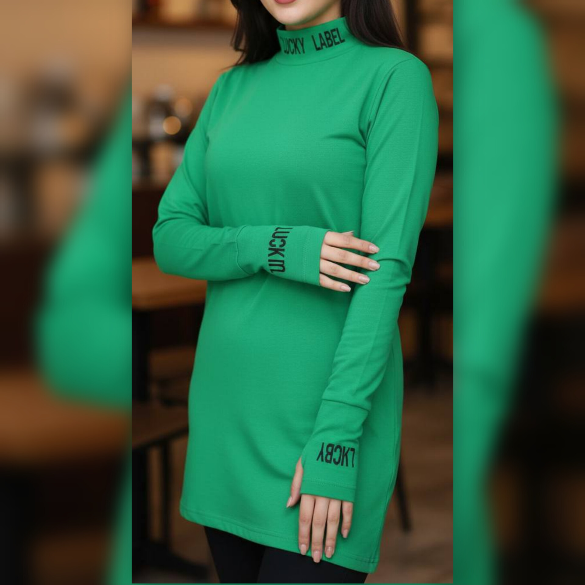 تونیک فینگر دار یقه اسکی ( پک 6 عددی)