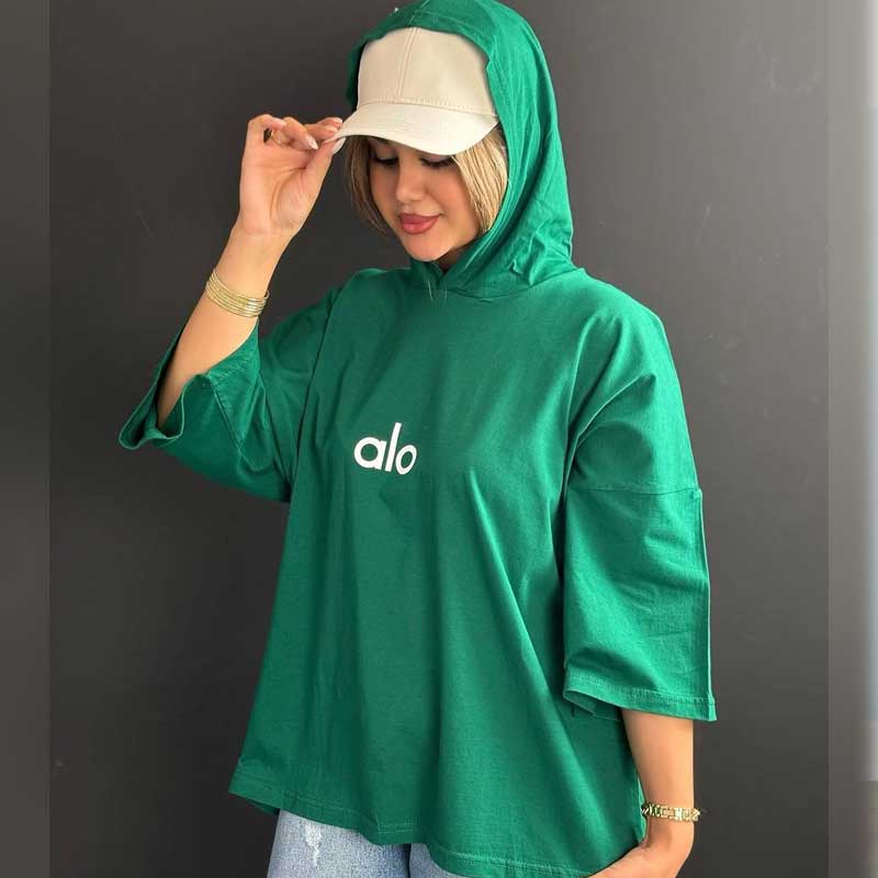 تیشرت باکسی کلاهدار alo (پک 6 عددی)