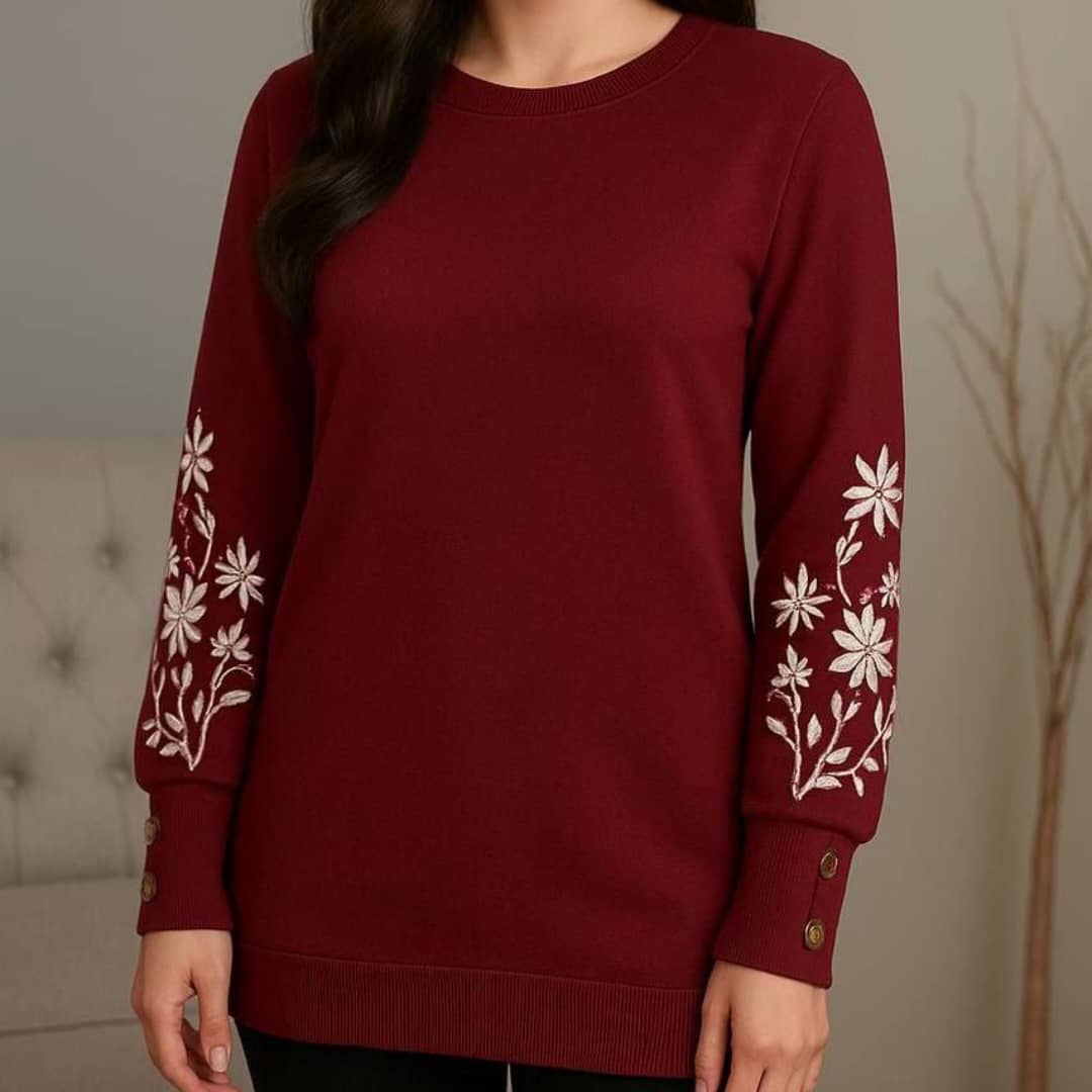 بلوزاستین بلند ۳ دکمه چاپ گل ( پک 6 عددی)