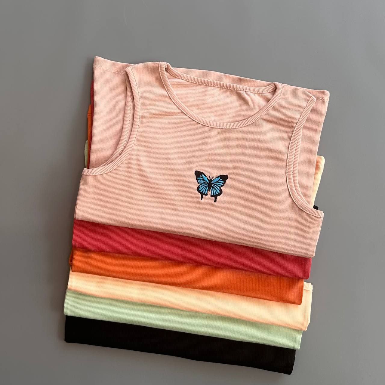 تاپ رکابی گلدوزی پروانه (پک 7 عددی)