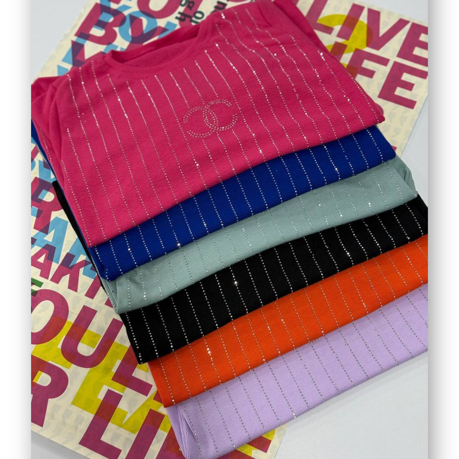 بلوز تمام نگین گوچی عمده (پک 6 عددی)