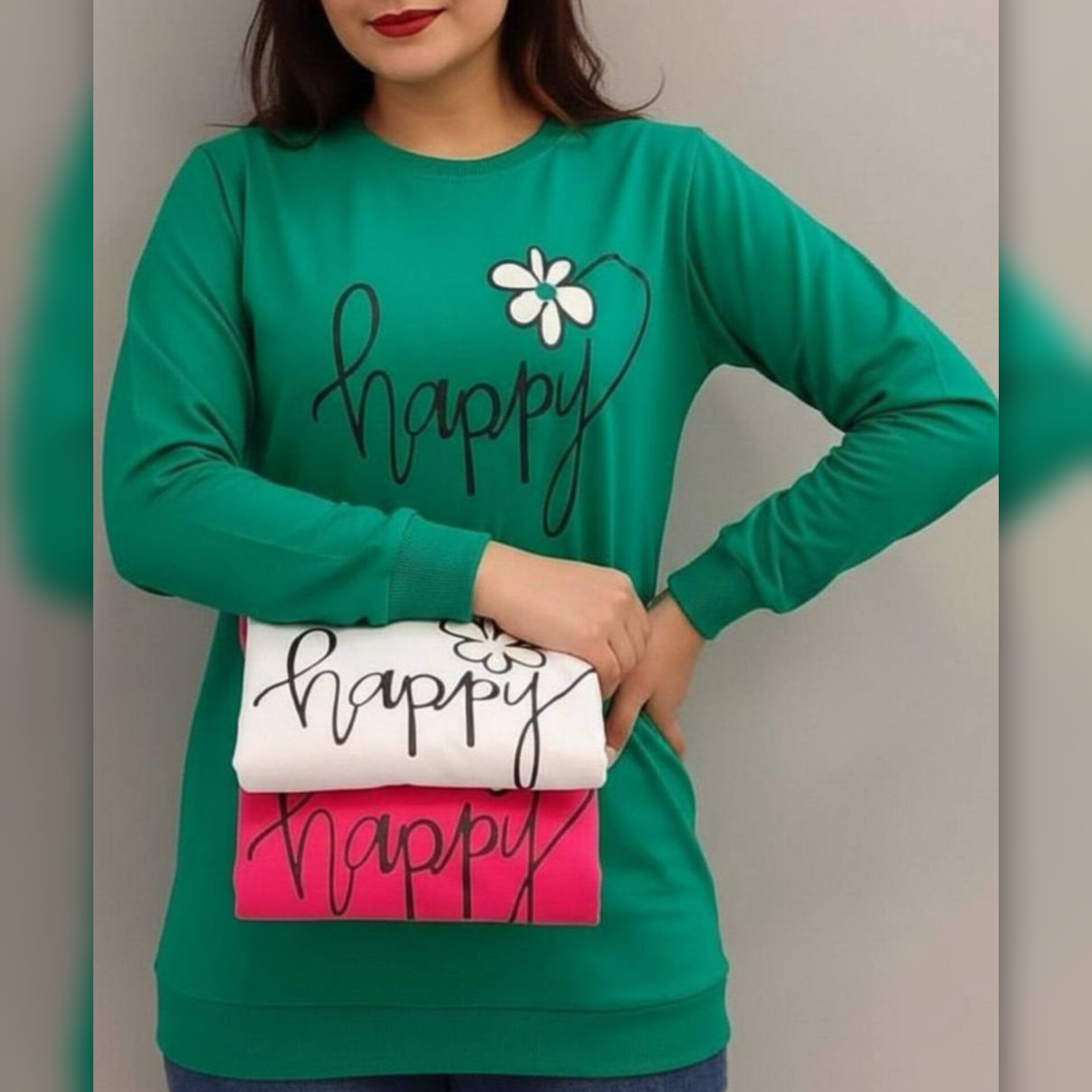 بلوز آستین بلند چاپدار عمده (پک 6 عددی)