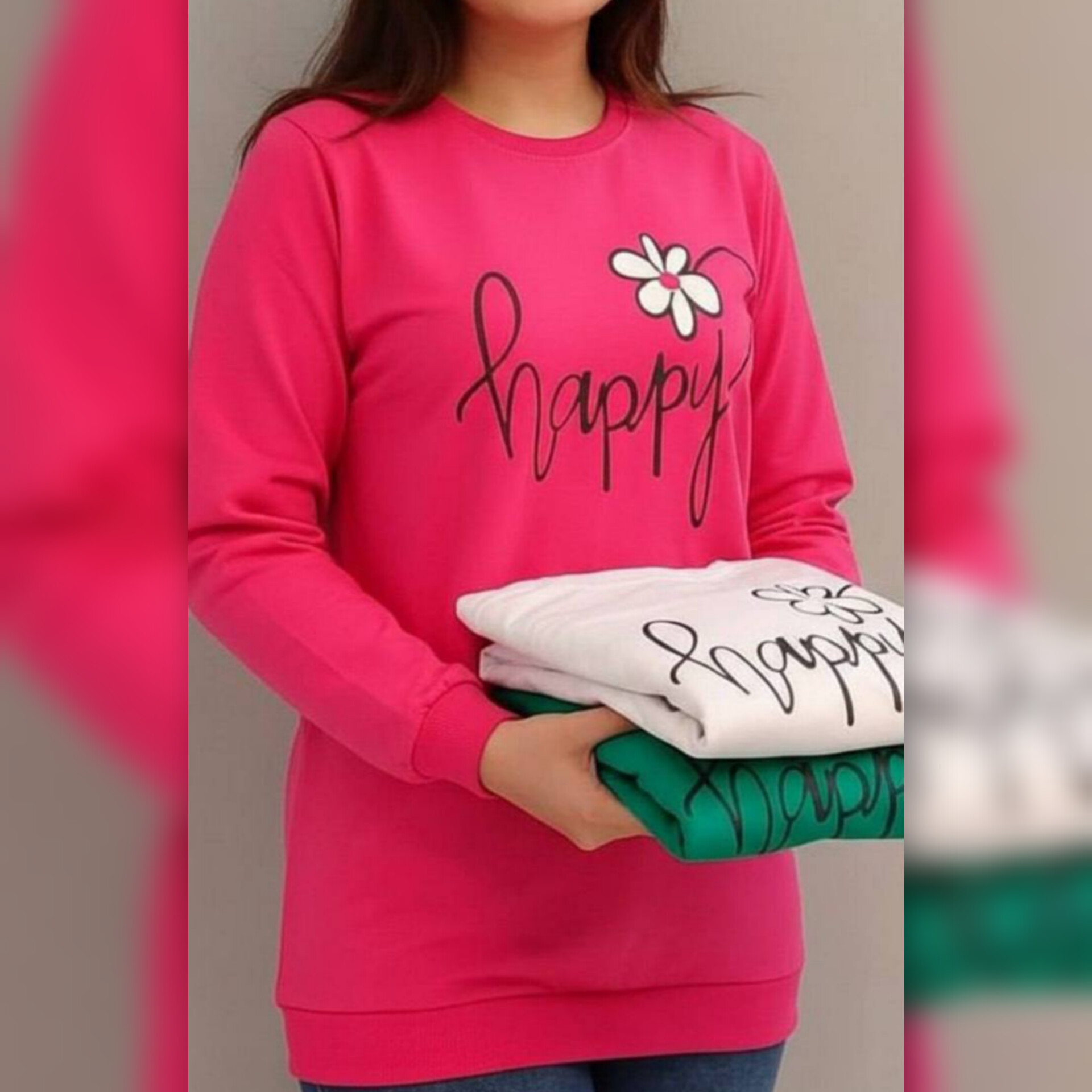 بلوز آستین بلند چاپدار عمده (پک 6 عددی)