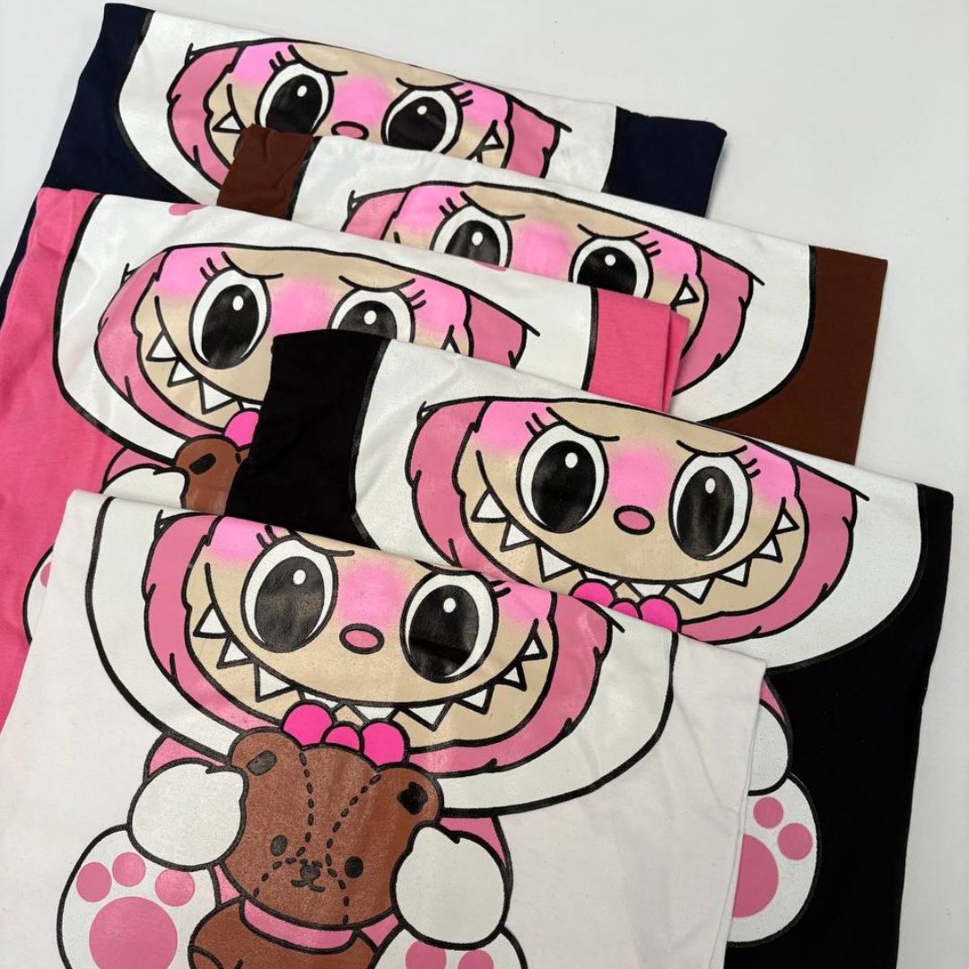 تیشرت باکسی لبوبو پفکی عمده (پک 3 عددی)