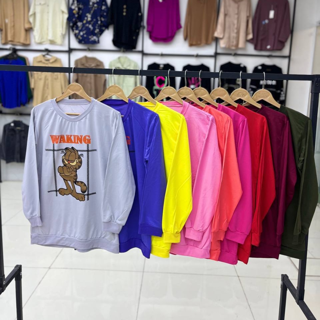 بلوز آستین بلند یقه گرد عمده (پک 6 عددی)