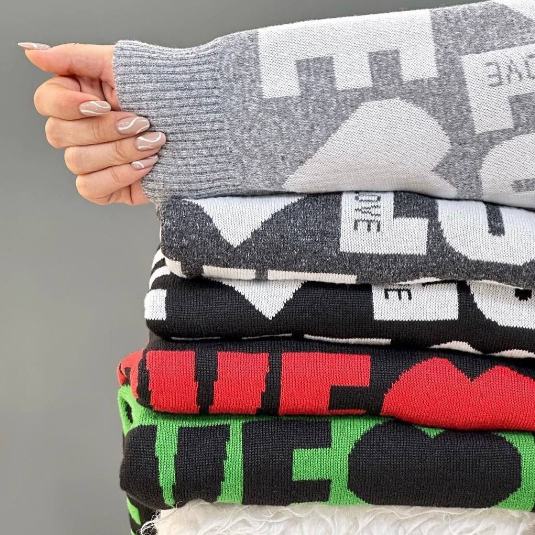 تونیک بافت كيسه اي طرح LOVE عمده (پک 5 عددی)