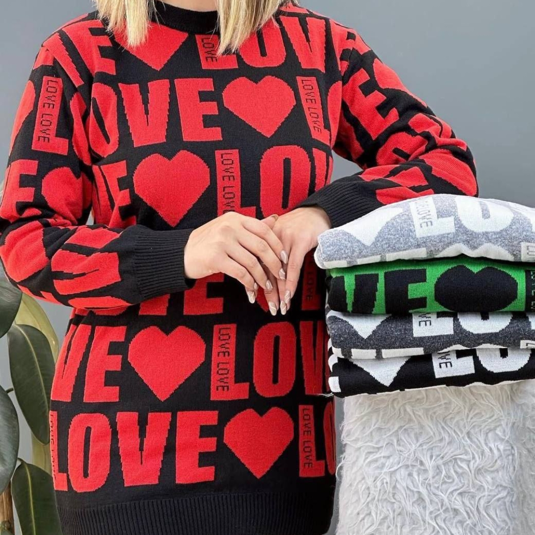 تونیک بافت كيسه اي طرح LOVE عمده (پک 5 عددی)