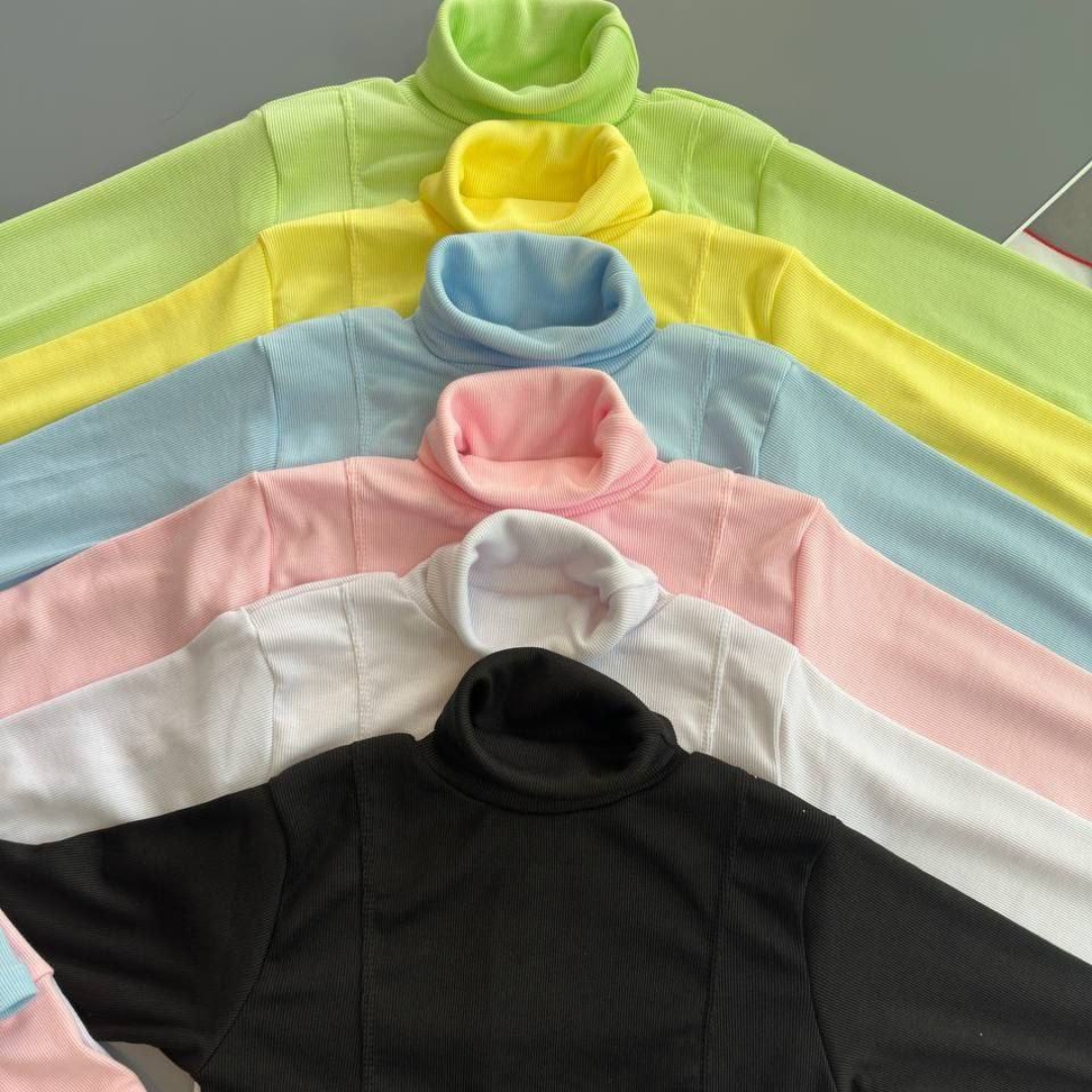 کراپ یقه اسکی فینگری جلو دوخت عمده (پک 6 عددی)