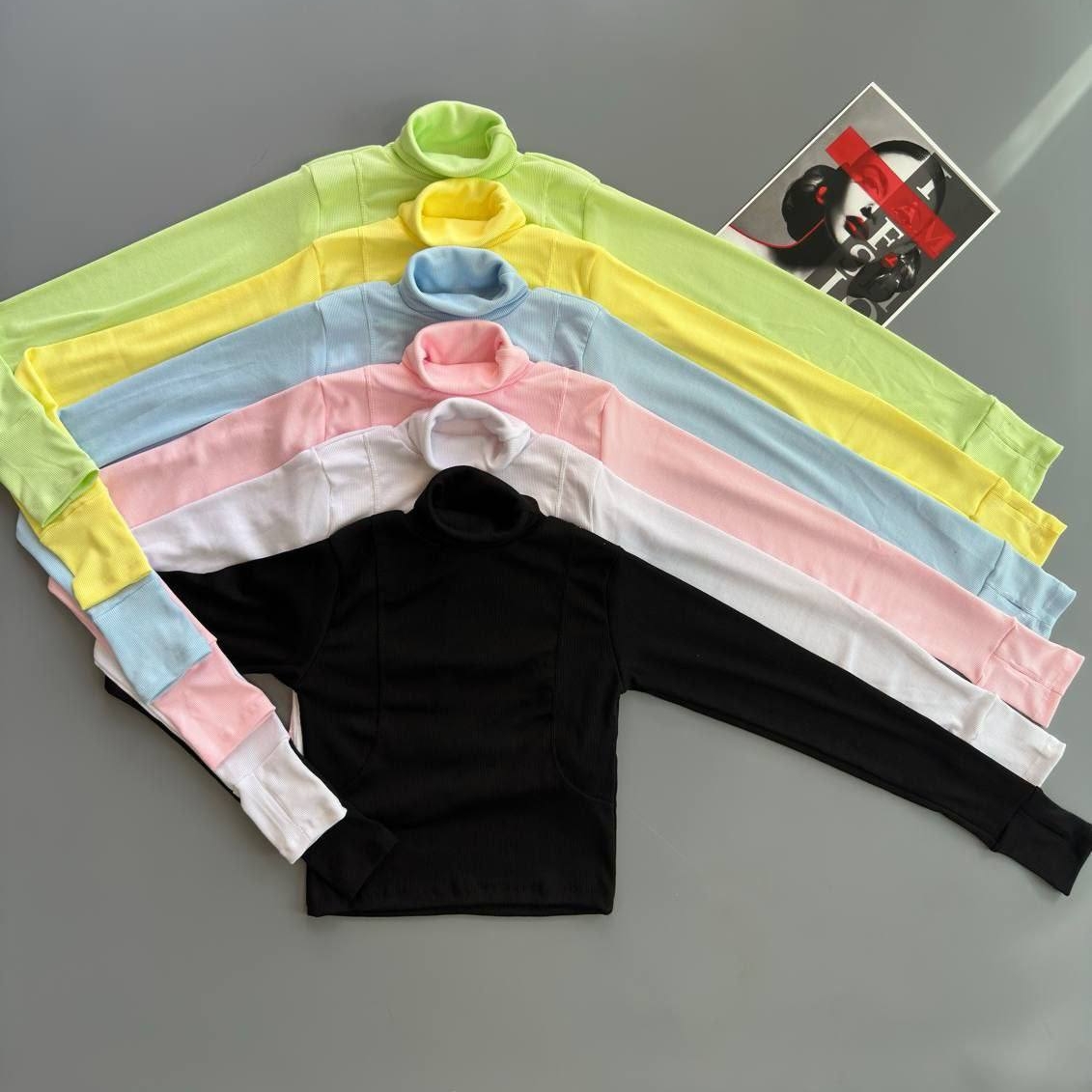 کراپ یقه اسکی فینگری جلو دوخت عمده (پک 6 عددی)