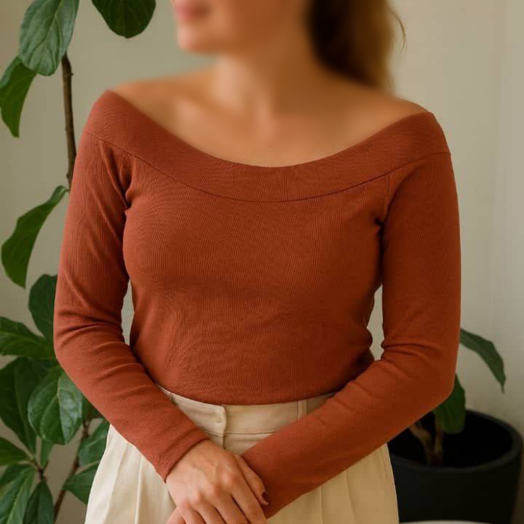 بلوزاستین بلند یقه دلبر عمده (پک 6 عددی)