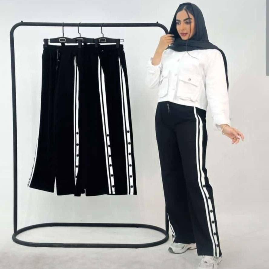 شلوار بگ نوار دوزی دکمه دار اسپرت عمده (پک 4 عددی)