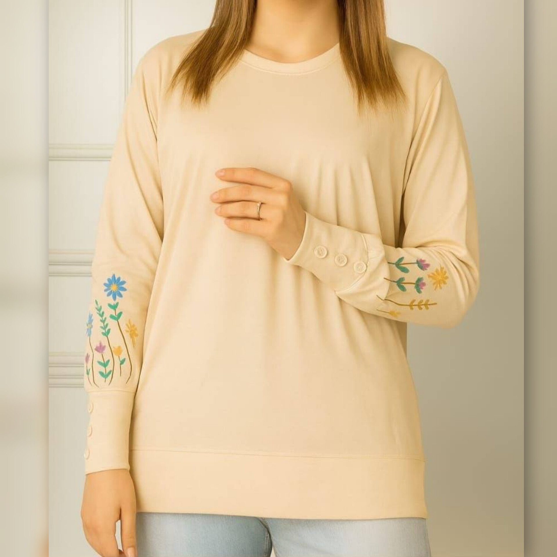 بلوز آستین بلند استین گل عمده (پک ۷ عددی)