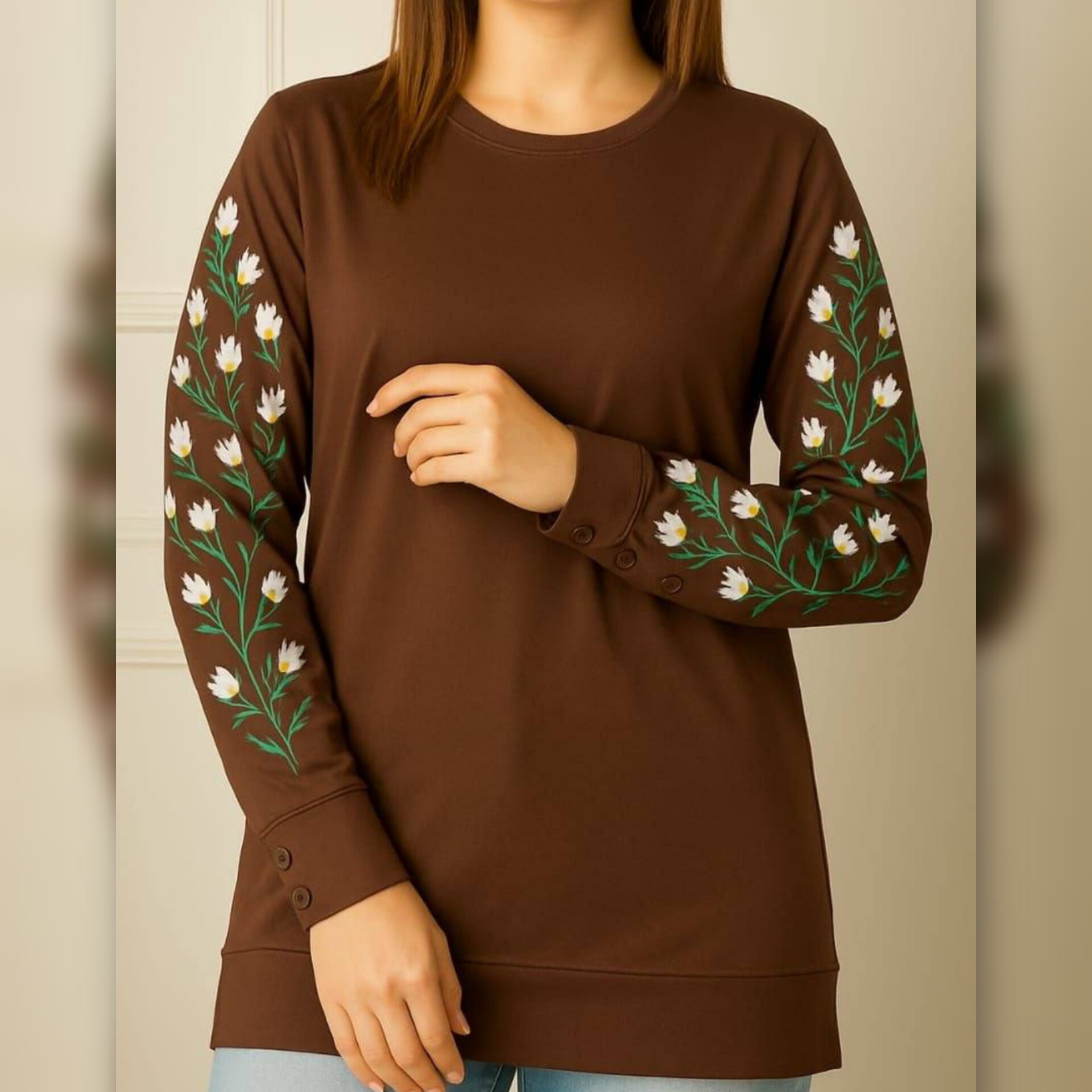 بلوز آستین بلند تمام چاپ گل عمده (پک ۷ عددی)