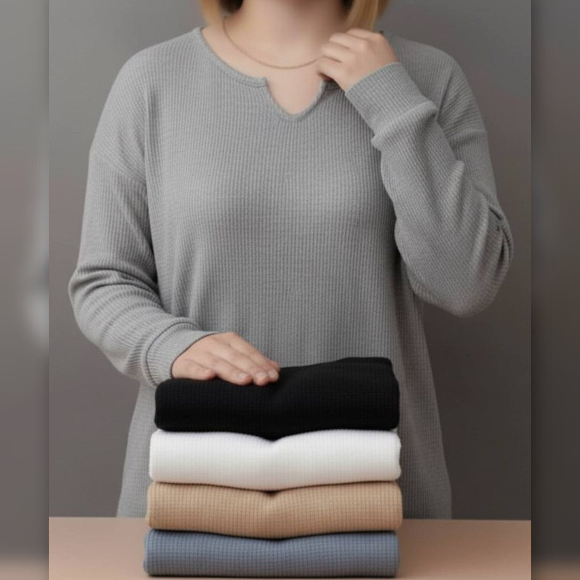 بلوز استین بلند یقه کوبایی عمده (پک 5 عددی)