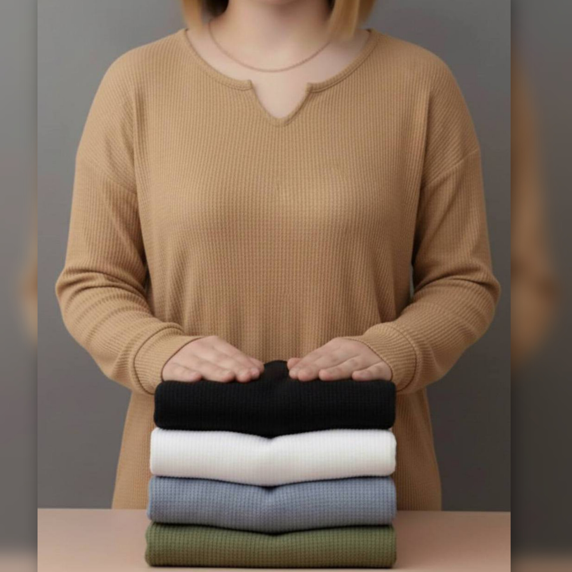 بلوز استین بلند یقه کوبایی عمده (پک 5 عددی)