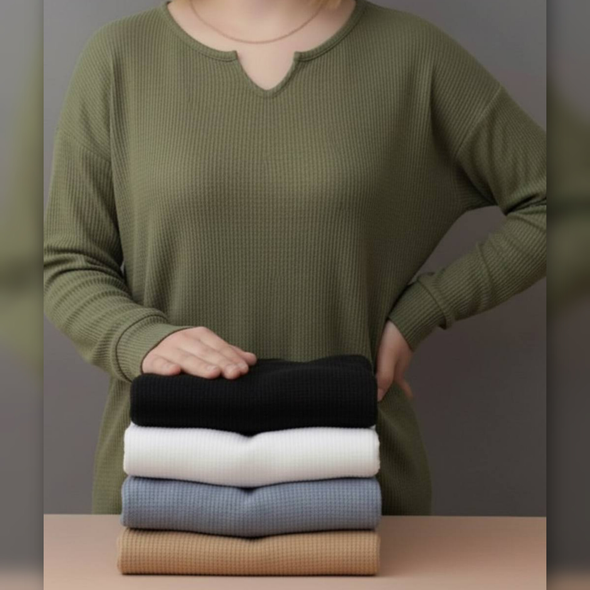 بلوز استین بلند یقه کوبایی عمده (پک 5 عددی)