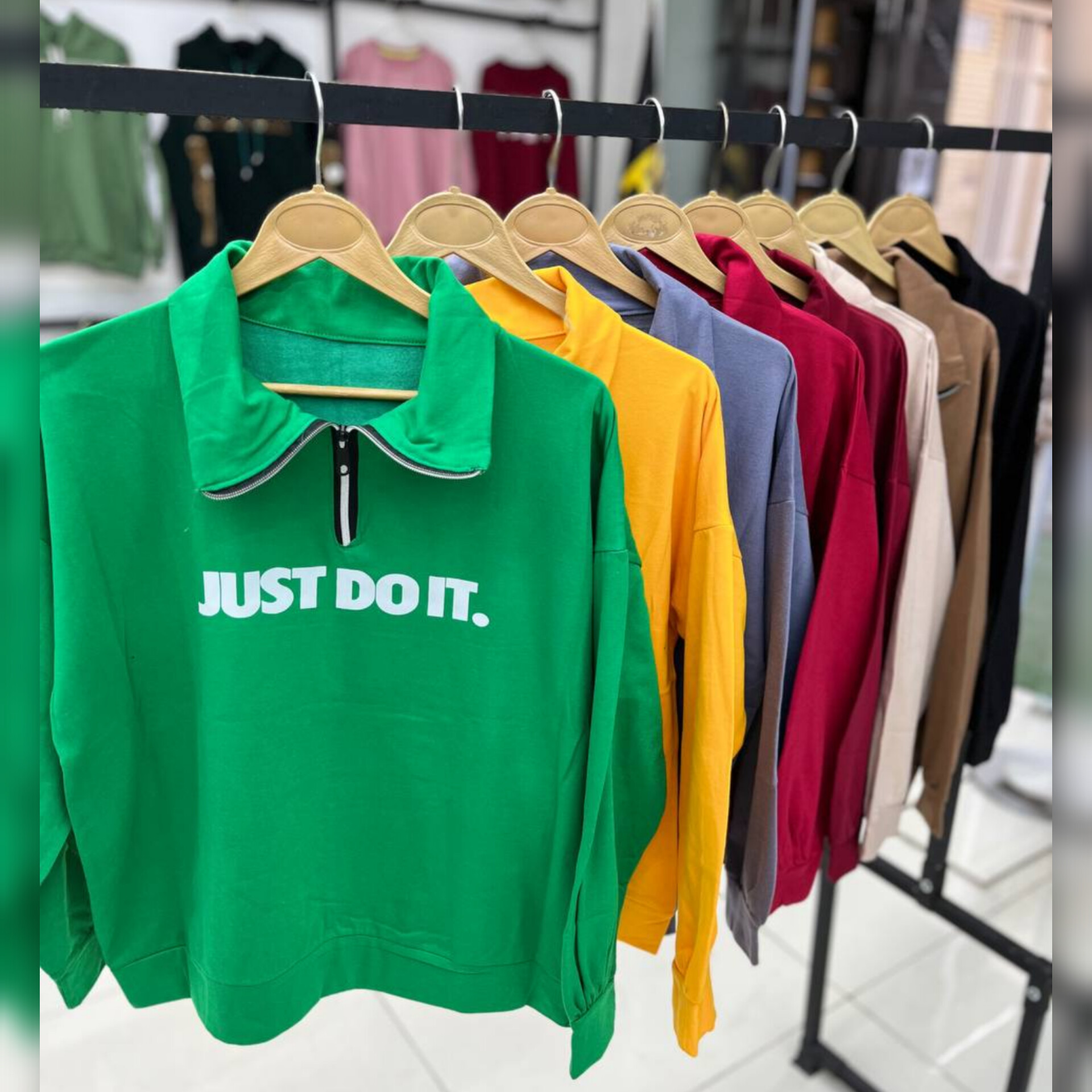 بلوز نیم زیپ یقه ۸ سانتی عمده (پک 6 عددی)