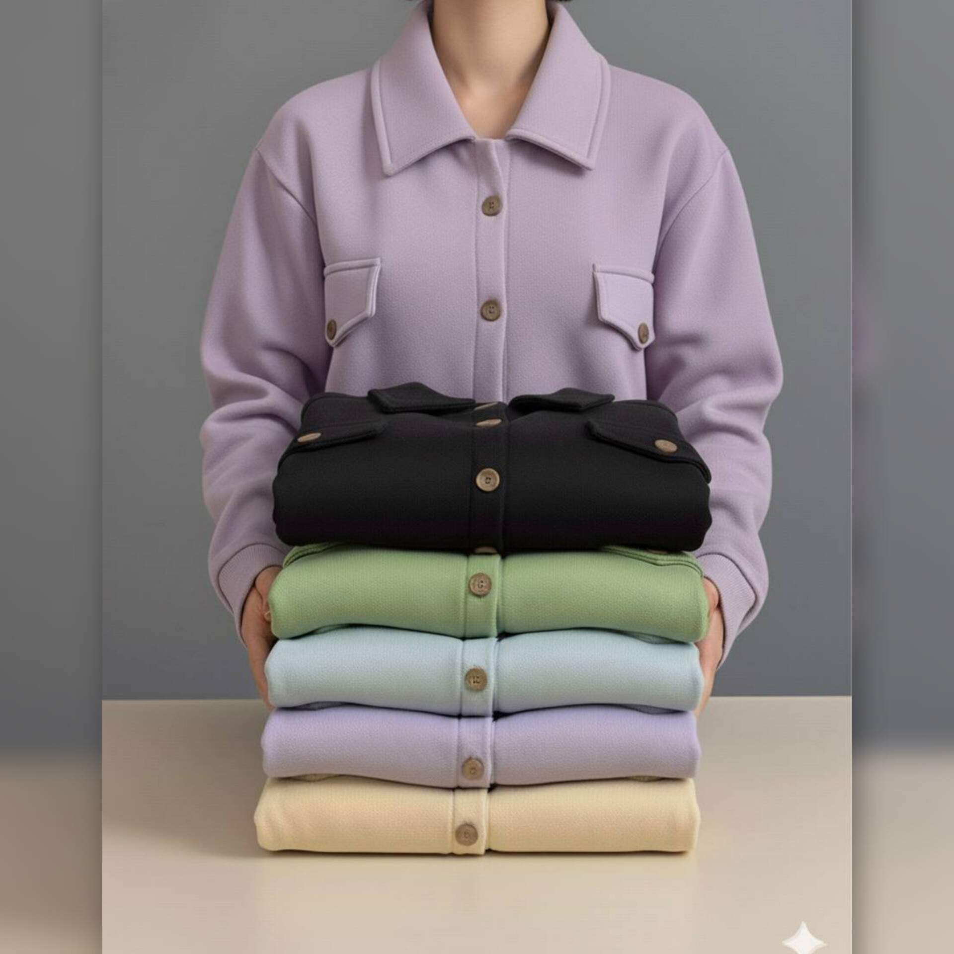 کراپ کت جلو دکمه جیبدار عمده (پک 6 عددی)