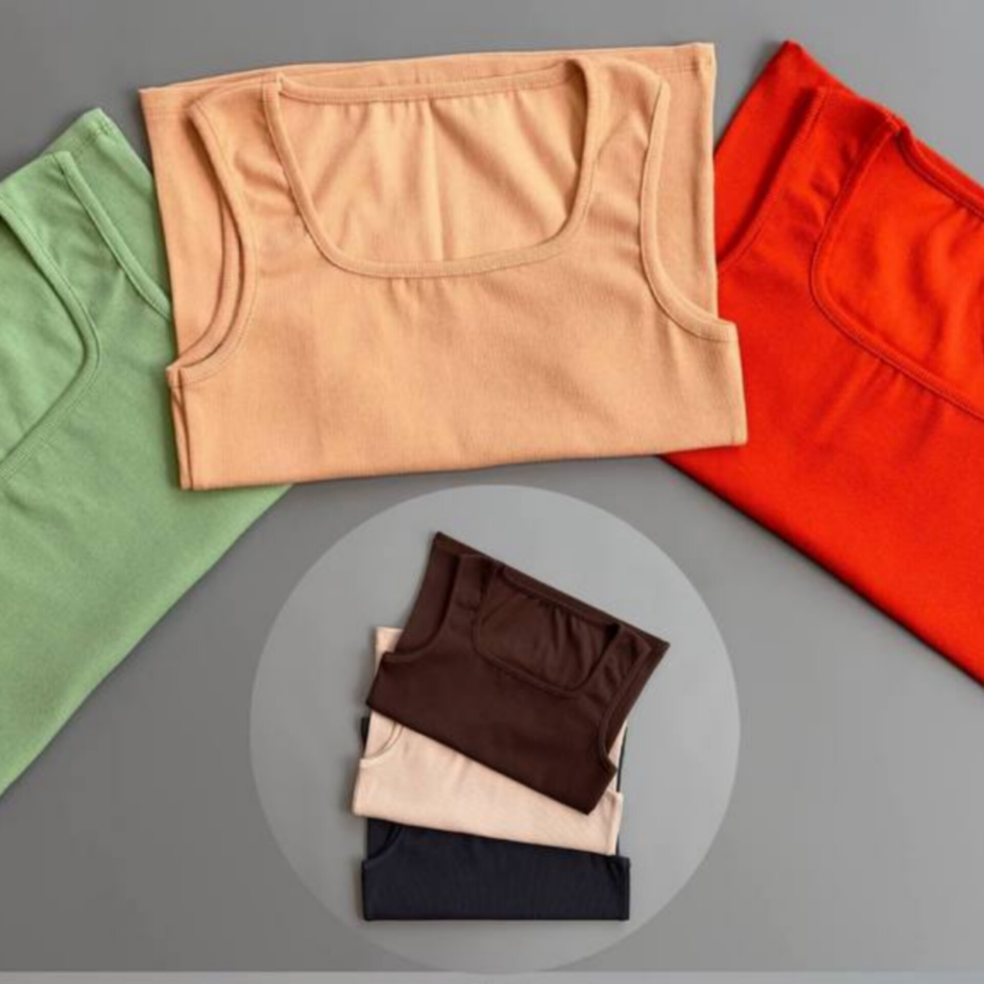 تاپ رکابی بیسیک یقه خشتی عمده (پک 7 عددی)