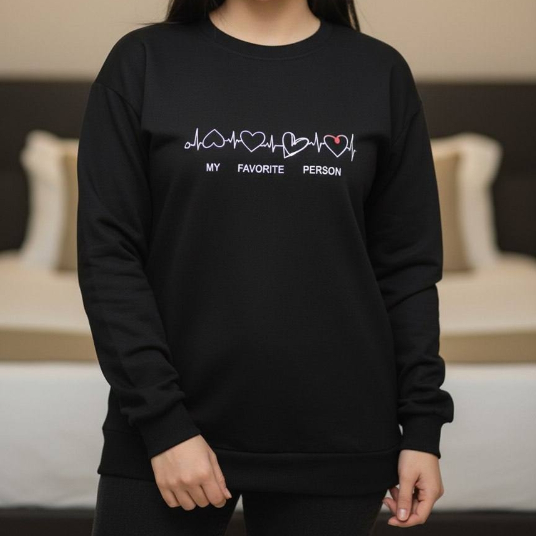 بلوز استین دار چاپ ضربان قلب عمده (پک 7 عددی)