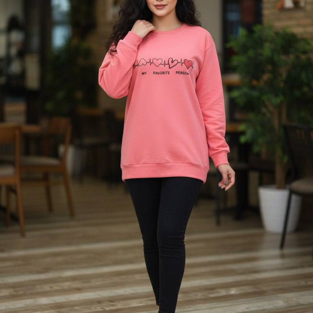 بلوز استین دار چاپ ضربان قلب عمده (پک 7 عددی)