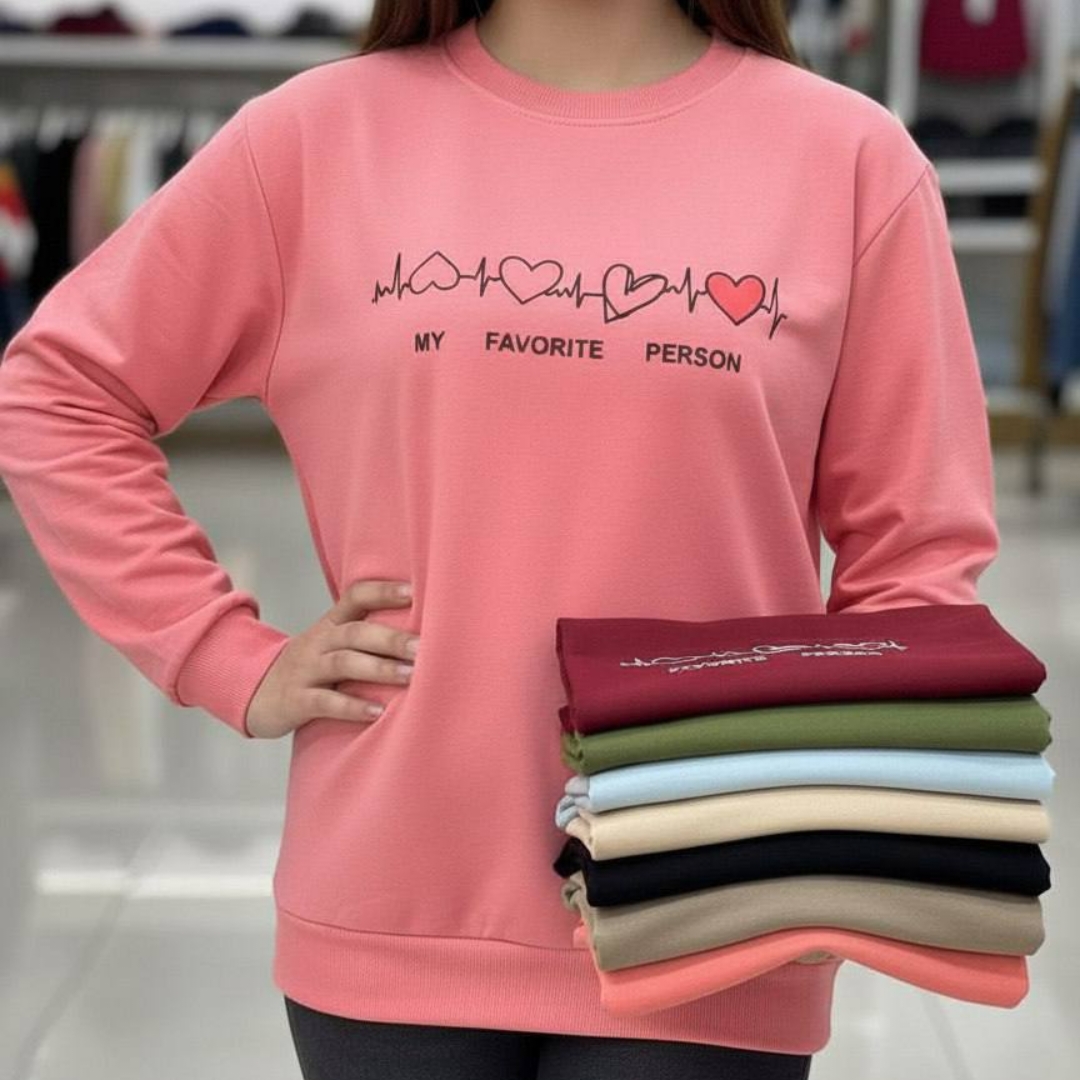 بلوز استین دار چاپ ضربان قلب عمده (پک 7 عددی)