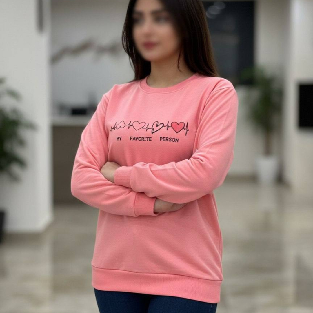 بلوز استین دار چاپ ضربان قلب عمده (پک 7 عددی)