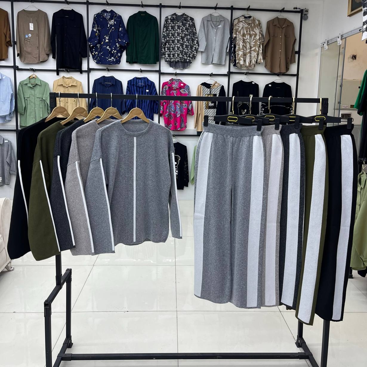 ست بلوز و شلوار بافت نواری عمده (پک 4 عددی)