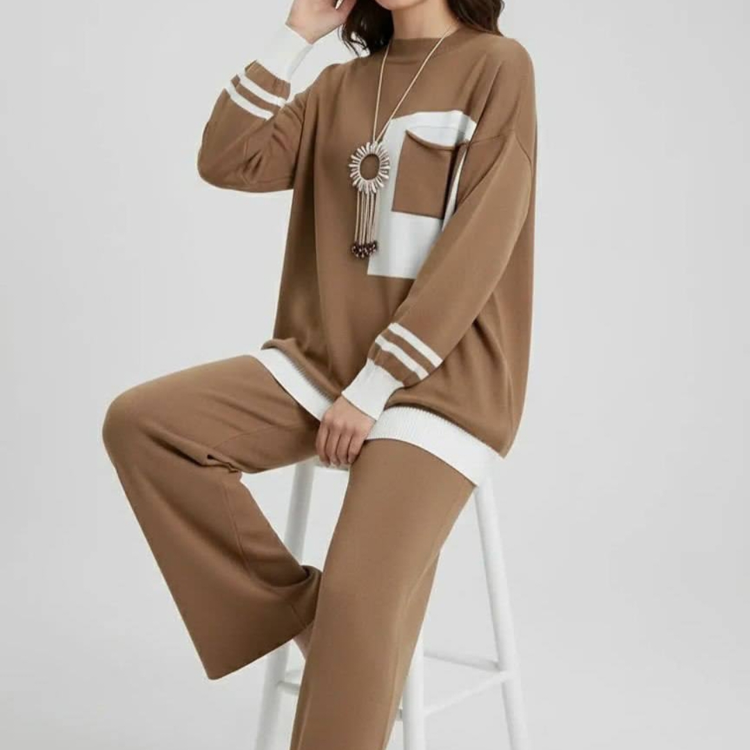 ست بلوز و شلوار بافت جیبدار عمده (پک 5 عددی)