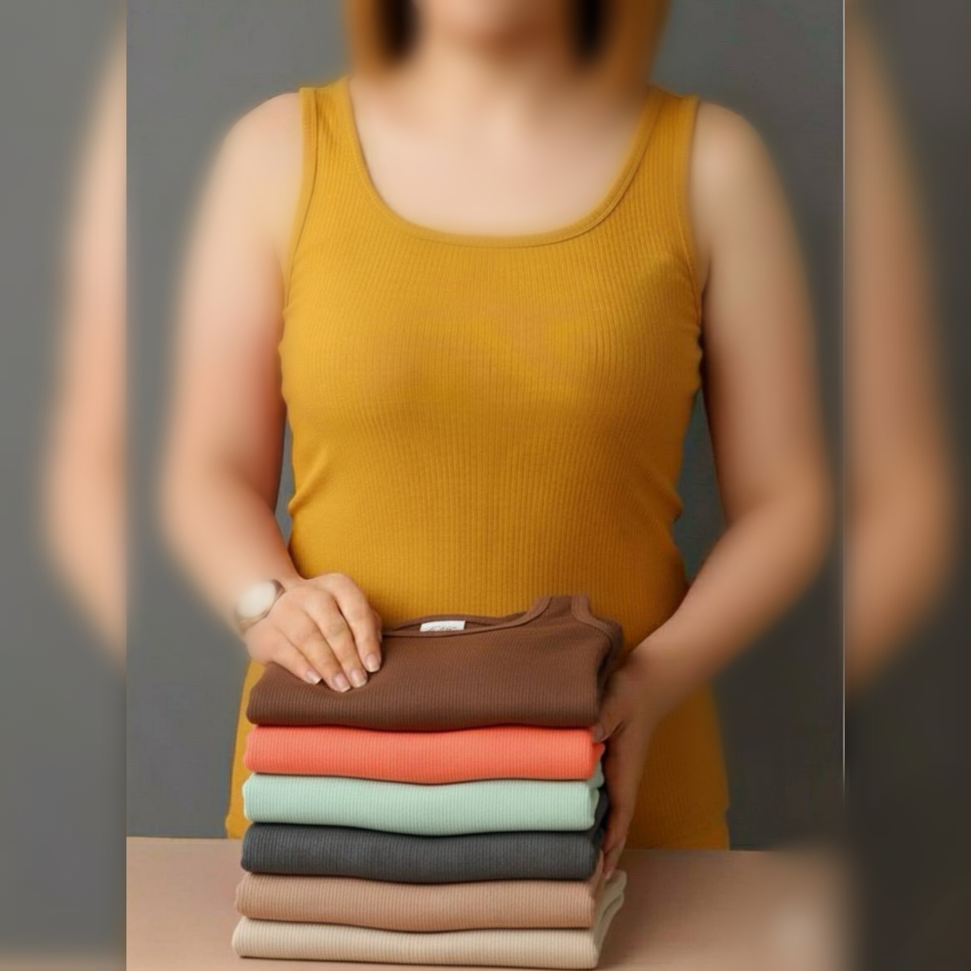 تاپ رکابی بیسیک یقه گرد عمده (پک 7 عددی)