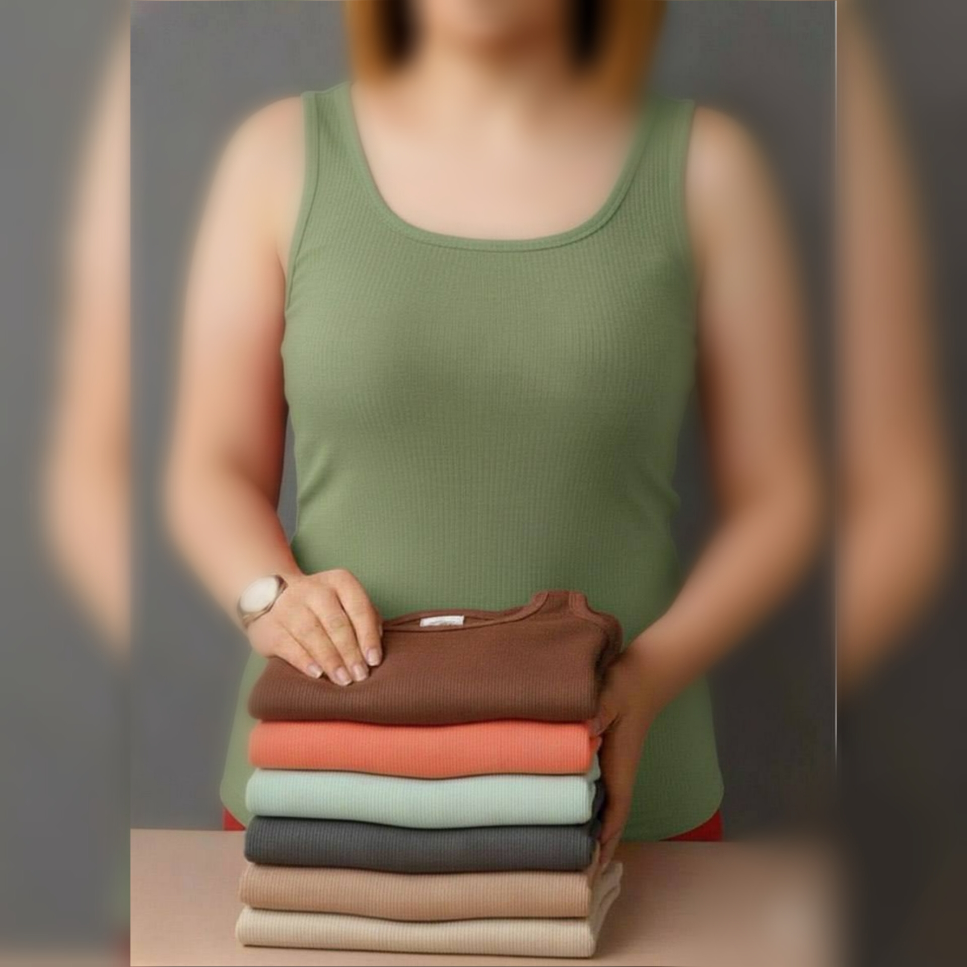 تاپ رکابی بیسیک یقه گرد عمده (پک 7 عددی)