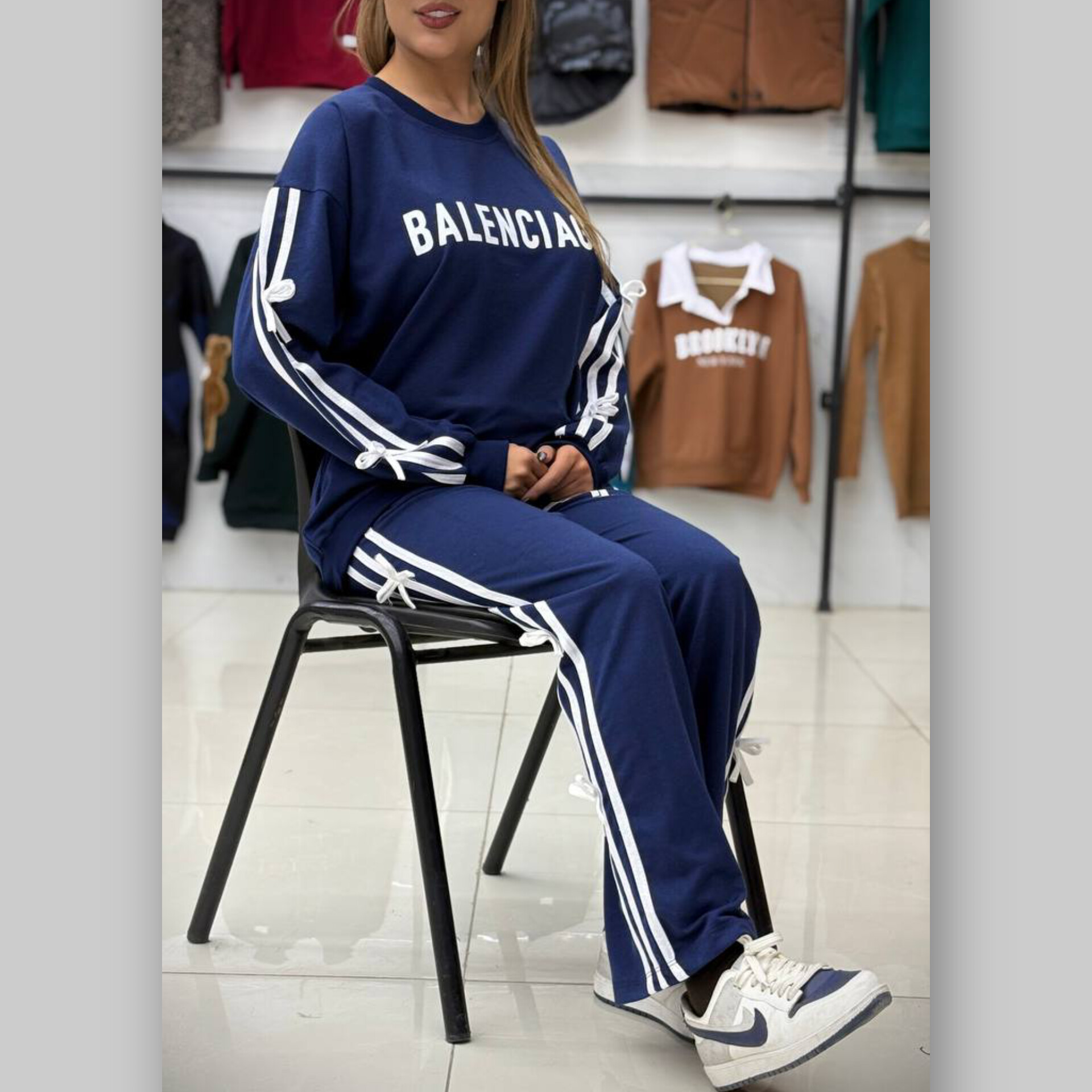 ست بلوز و شلوار بالنسیا پاپیونی عمده (پک 6 عددی)